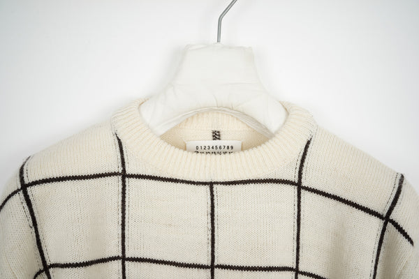 2002 A/W CHECKED CREAM WOOL SWEATER BY MISS DEANNA