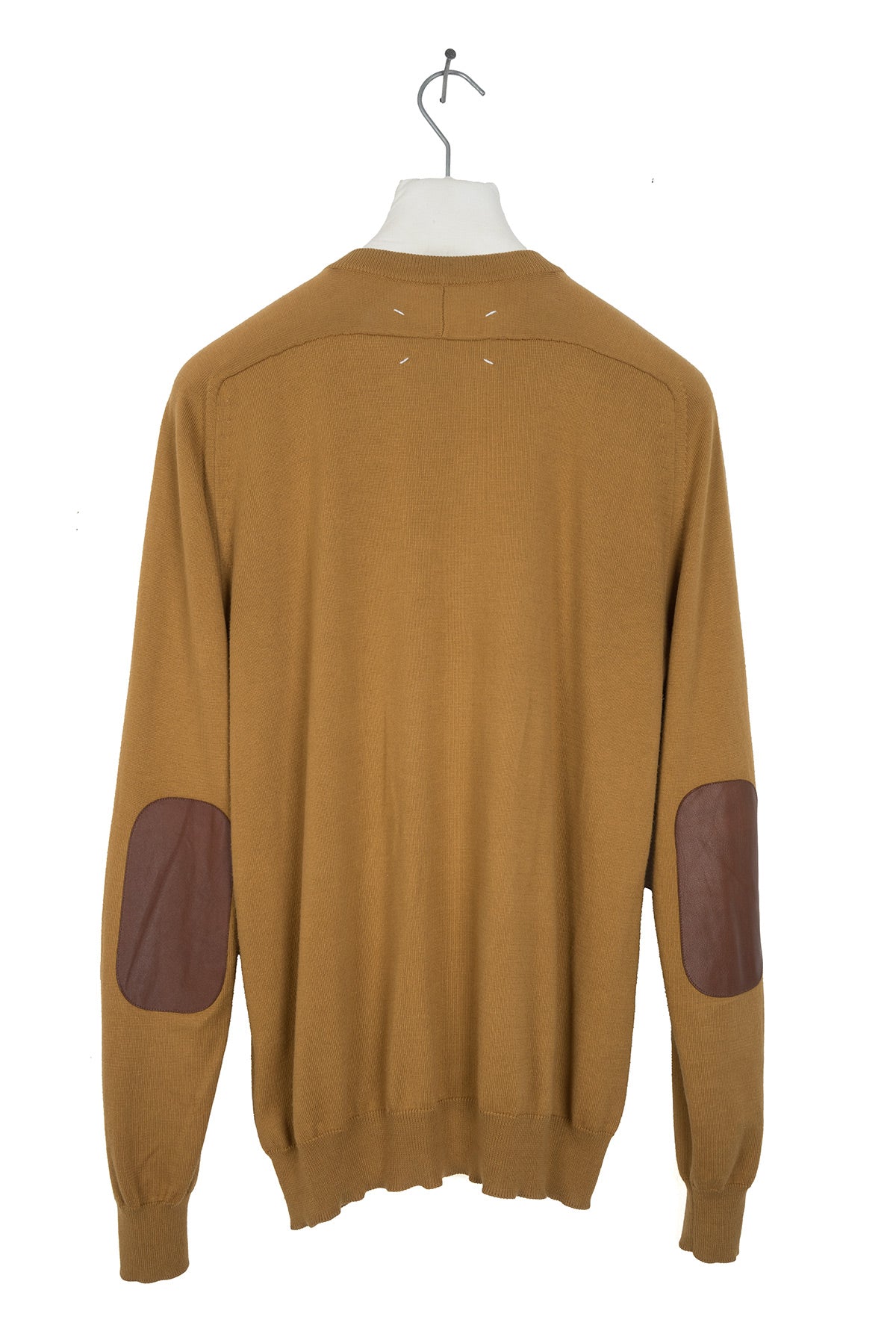 2011 S/S HAMMER SLEEVE COTTON V-NECK SWEATER WITH ELBOW PATCH