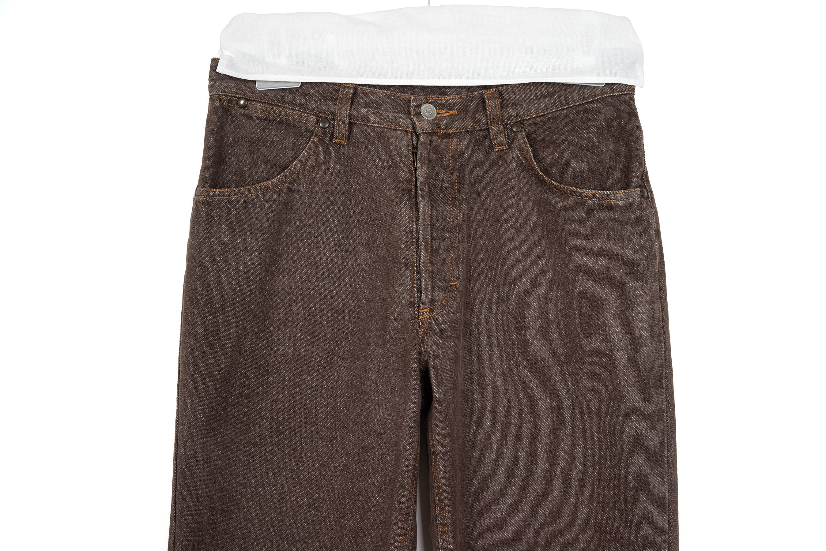 2001 A/W BROWN 5-POCKET JEANS WITH BLANK PATCH